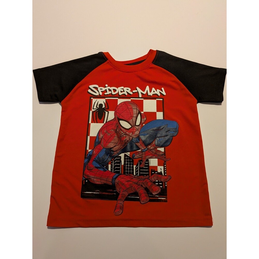 Marvel Spider-Man Boys T-Shirt Size Small Red Black Graphic Excellent